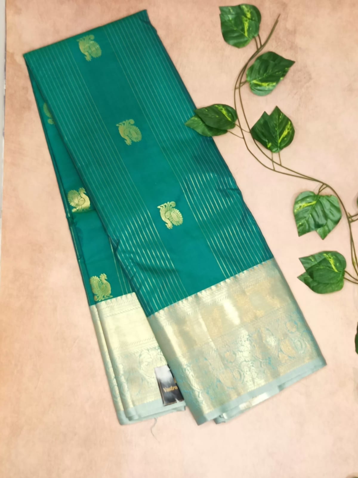 Semi Kanchhipuram Silk Saree  - Premium - Teal Blue