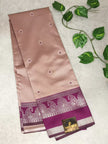 Lavender & Purple Semi Cotton Silk Saree with Silver Zari Border