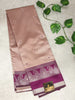 Lavender & Purple Semi Cotton Silk Saree with Silver Zari Border