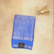 Semi Crepe Brocade Silk Saree – Royal Blue with All-Over Zari Weaving