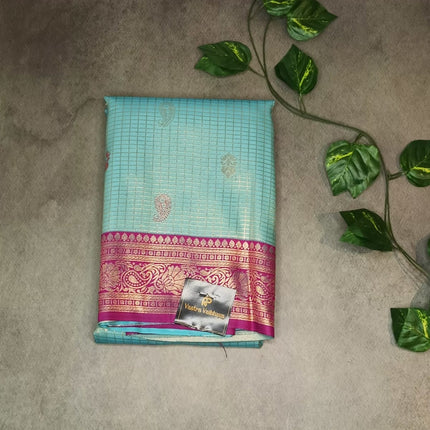 Semi Crepe Premium Quality Vintage Style Saree - Aqua Blue