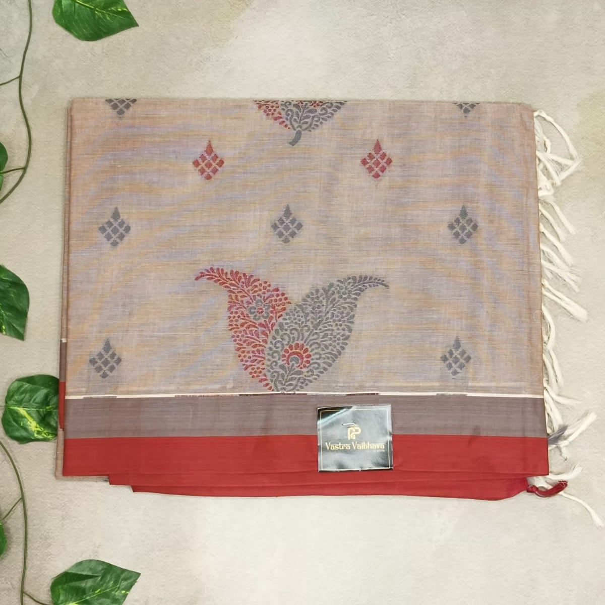 Pure Cotton 2 Leaves Pattern Saree  80/80