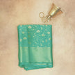 Semi Crepe Brocade Silk Saree – TEAL GREEN