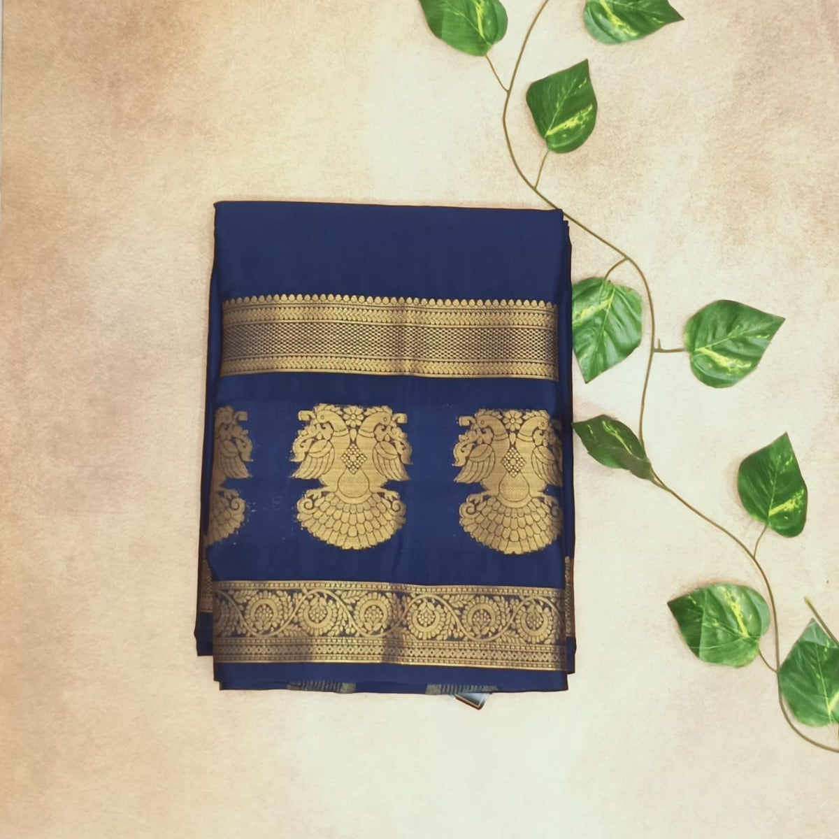 SEMI CREPE SILK SAREE - GANDABERUNDA BOARDER