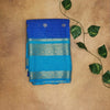 Semi Crepe Checks Silk Saree – Blue & Sky Blue