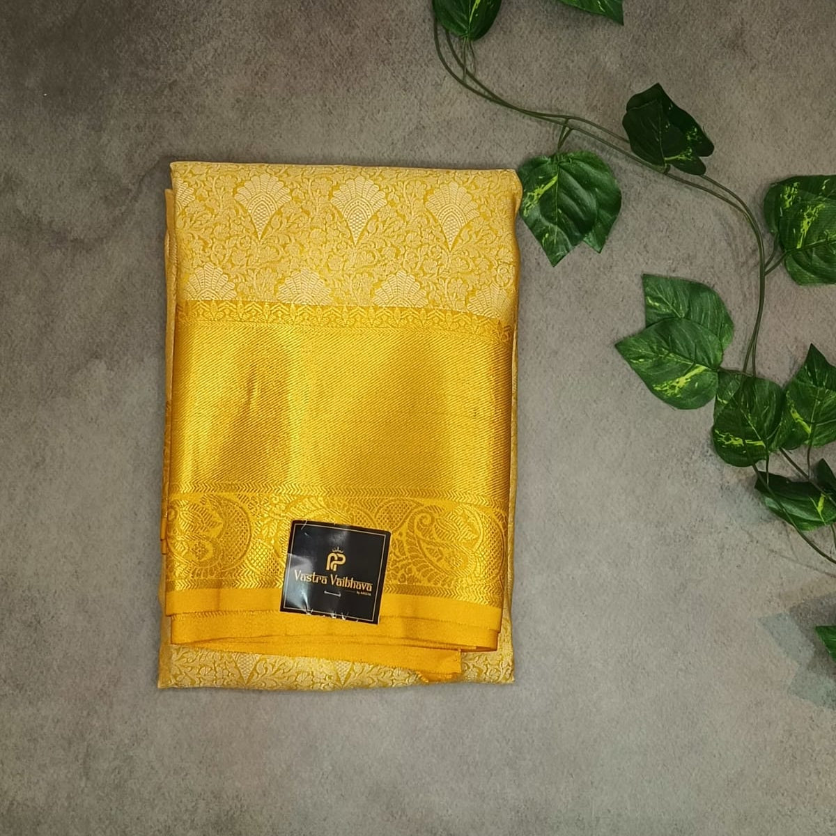 SEMI KANCHI TISSU SILK SAREE -  GOLDEN YELLOW