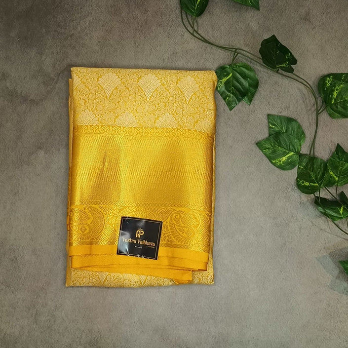 SEMI KANCHI TISSU SILK SAREE -  GOLDEN YELLOW