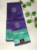 Royal Blue & Green Semi Cotton Silk Saree with Silver Zari Border