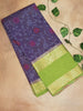 Semi Crepe Silk Saree – Purple & Parrot Green