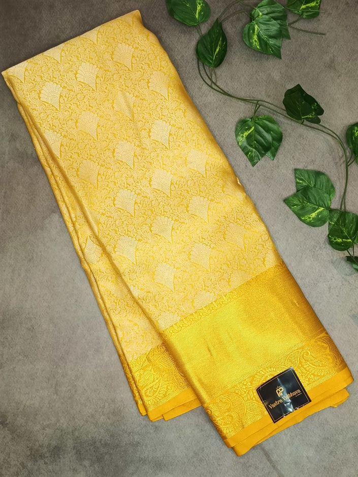 SEMI KANCHI TISSU SILK SAREE -  GOLDEN YELLOW