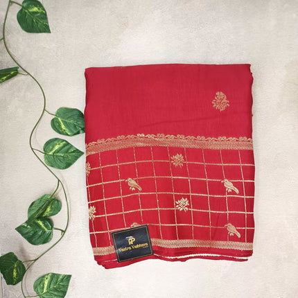 Premium Viscose Jhumka Saree- Red