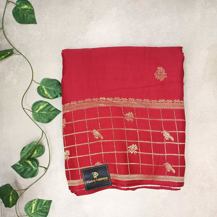 Premium Viscose Jhumka Saree- Red