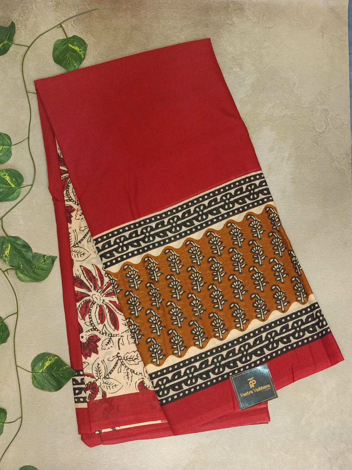 Semi Cotton Bagru Printed Saree