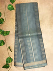 Classic Grey pure Cotton Silk Saree with Subtle Stripes