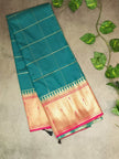 Semi Crepe Premium Quality Vintage Style Saree - TEAL BLUE