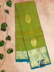 Pure Kanchipuram Silk Saree – Parrot Green with Royal Blue Border