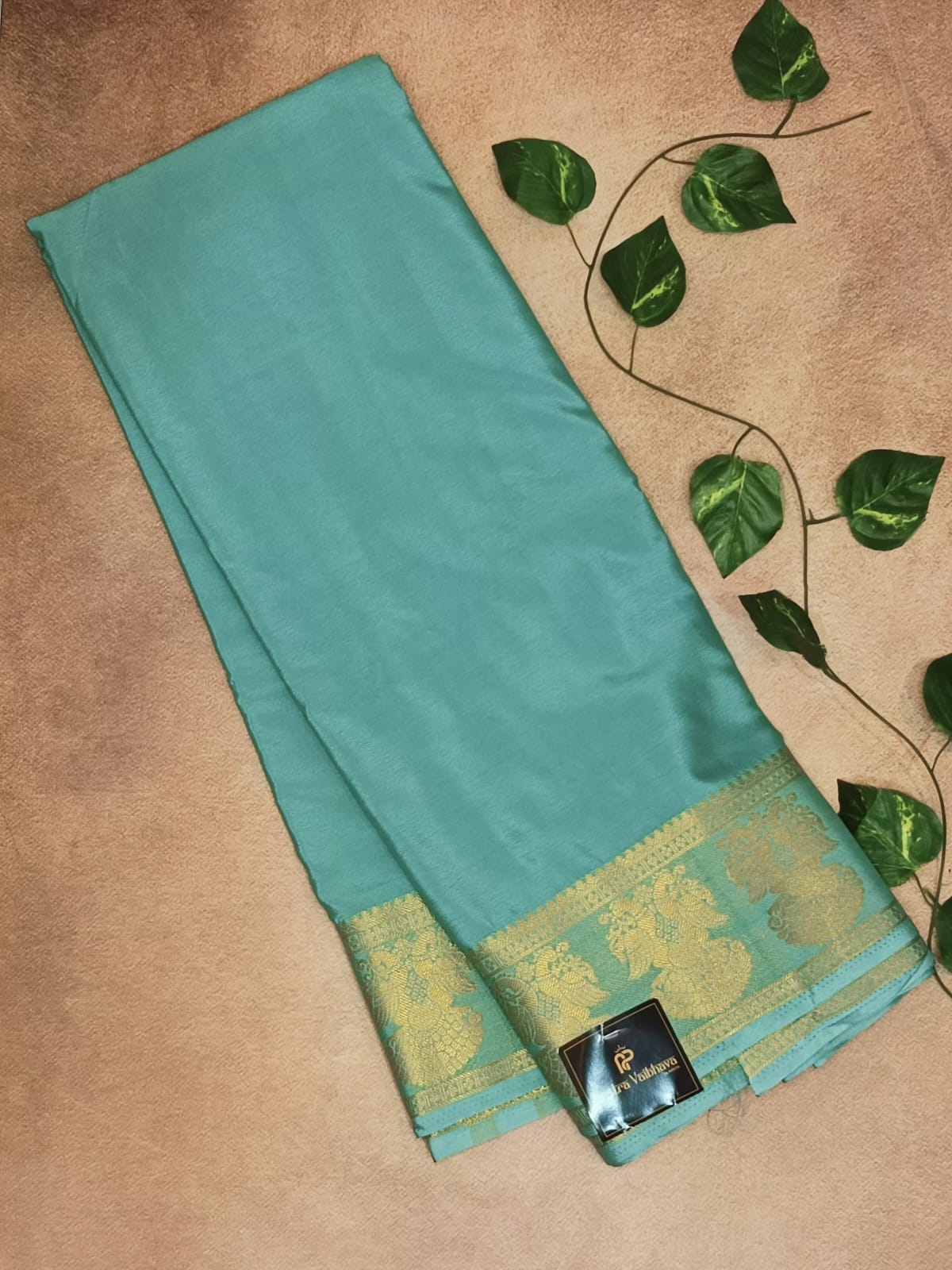 SEMI CREPE SILK SAREE - GANDABERUNDA BOARDER