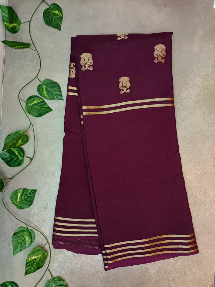 Premium Viscose GandaBerunda Saree- Royal Wine