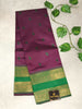 Royal Purple & Emerald Green Semi Cotton  Silk Saree with Golden Zari Border