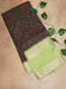 Semi Crepe Silk Saree -BROWN & LIGHT GREEN