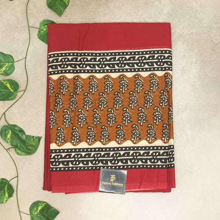 Semi Cotton Bagru Printed Saree