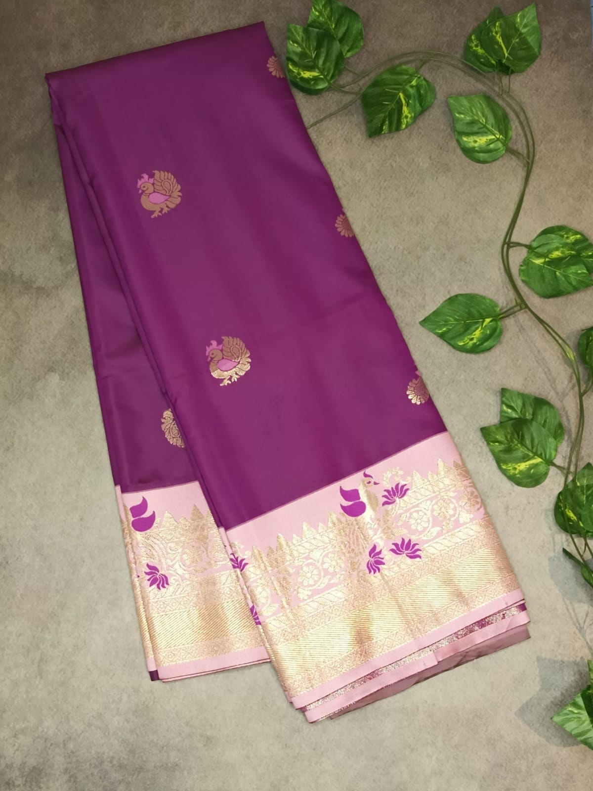 Semi Crepe Premium Quality Vintage Style Saree - ROYAL PURLE
