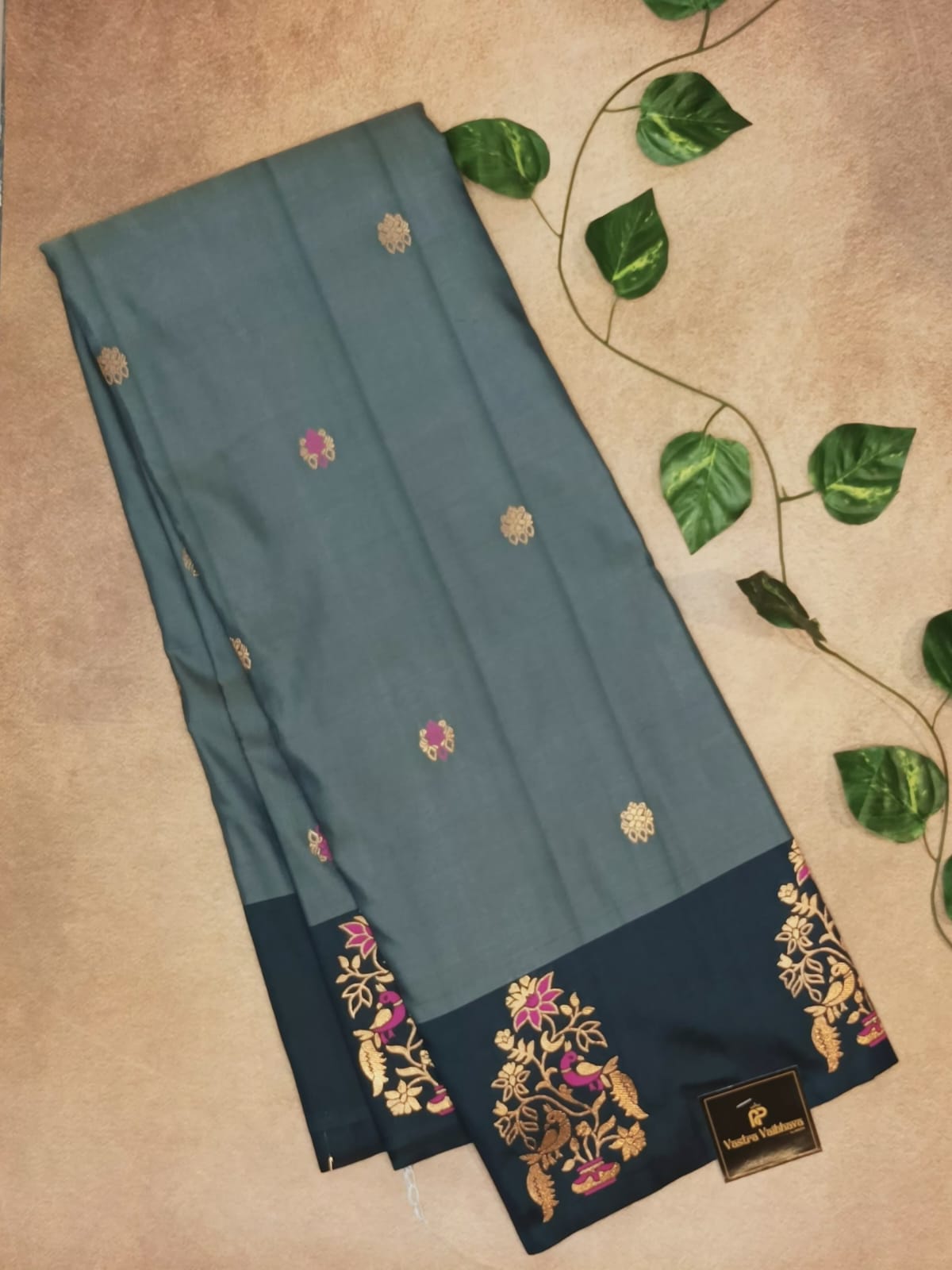 Semi Butta Soft Silk Saree with Rich Bird Motif Border