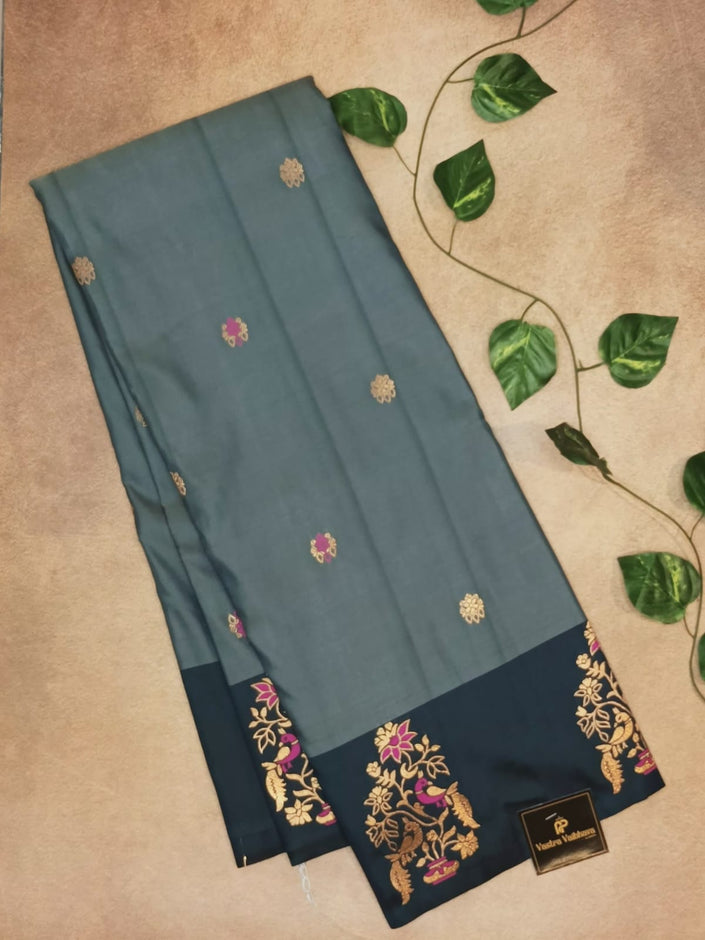 Semi Butta Soft Silk Saree with Rich Bird Motif Border