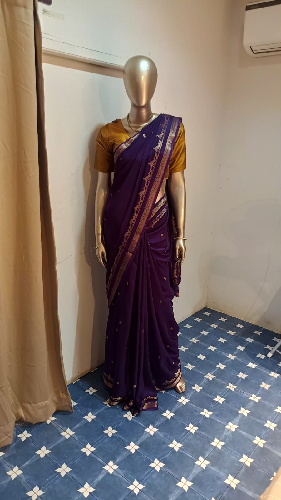 Crepe Silk Peacock Zari Border