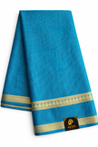 Crepe Silk Ramagreen//blue with Golden Stripes Saree