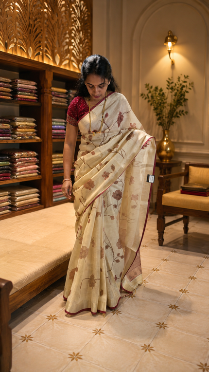 Tissue Linen Digital Printed Saree