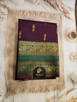 Maroon & Green Semi Cotton Silk Saree with Golden Zari Border
