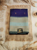 Navy & Sky Blue Semi Cotton Silk Saree with Silver Zari Border