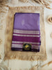 Lavender & Purple Semi Cotton Silk Saree with Silver Zari Border