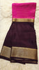 PURE CREPE MYSORE SILK SAREE BROWN AND PINK CHECKS