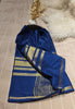 Semi Crepe Silk Saree – Royal Blue with Gold Zari
