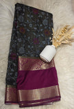 Semi Crepe Silk Saree – Black & Wine