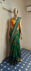 Blue Embroidery patola Work Saree