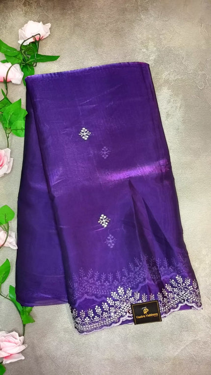 Shimmer Chiffon Designer Saree