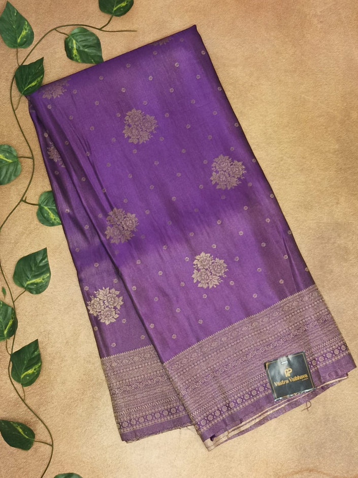 SATIN SILK SAREE- DARK LAVENDER