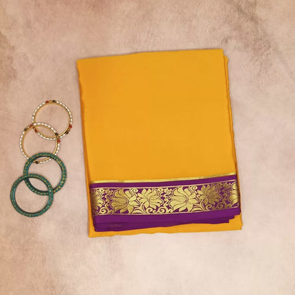 Pure Mysore Crepe Silk Saree Plain lotus Boarder