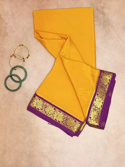 Pure Mysore Crepe Silk Saree Plain lotus Boarder