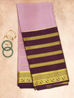 Pure Crepe Mysore Silk Saree gold zari stripes