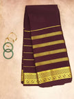Pure Crepe Mysore Silk Saree Dark Brown Self colour