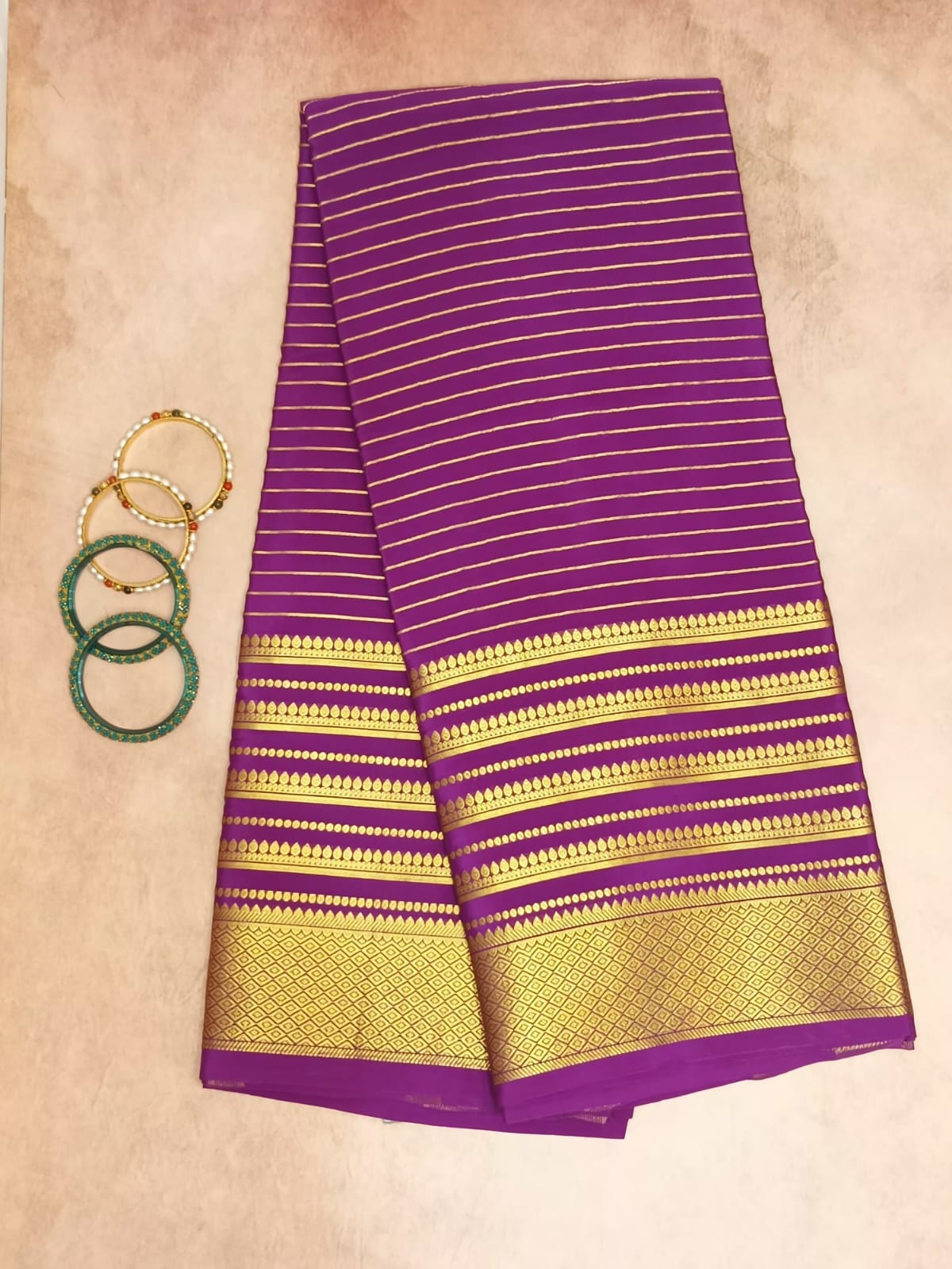 Pure Crepe Mysore Silk Saree Checks