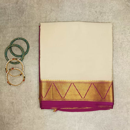 Royal Magenta Pure Crepe Silk Saree Half & Half