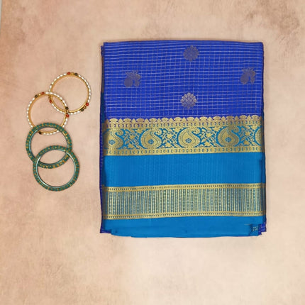 Pure Crepe Mysore Silk Saree - Checks Butta