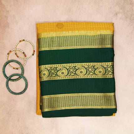Pure Crepe Mysore Silk Saree - Checks Butta