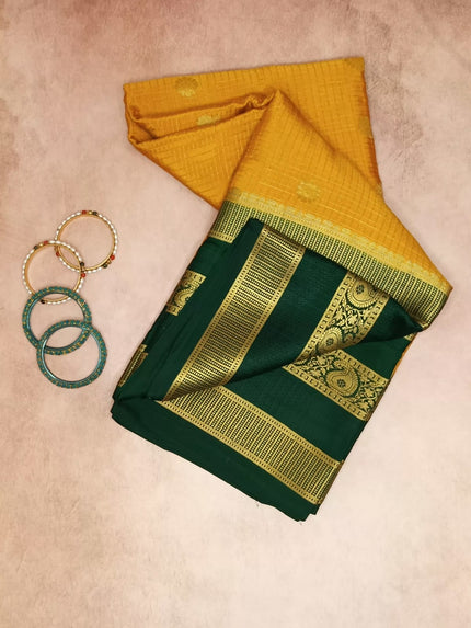 Pure Crepe Mysore Silk Saree - Checks Butta