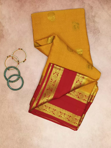 Pure Crepe Mysore Silk Saree - Checks Butta